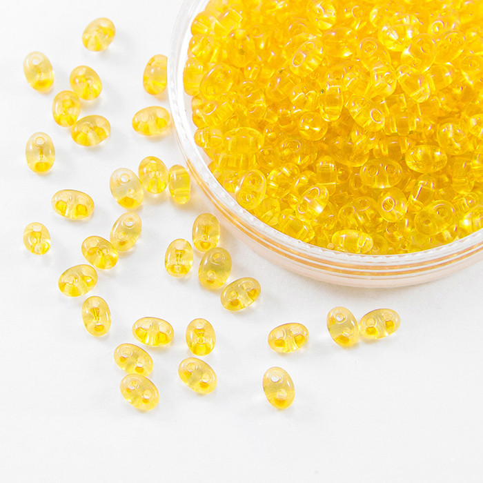 Бісер Preciosa Twin В8002, Прозорий, Розмір: 2,5х5мм, Колір: Жовтий, 50 г, фото 1