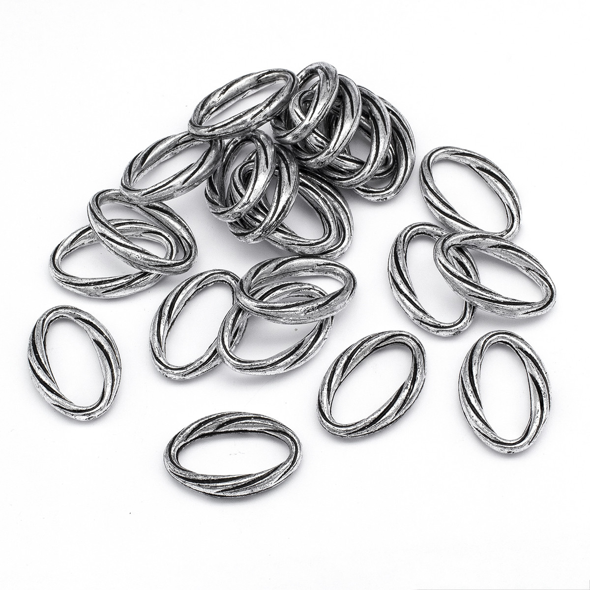 Конектор Овал Акрил, Колір: Античне Срібло, Розмір: 31.5x21x5мм, Приблизно 24 шт.25г, фото 1