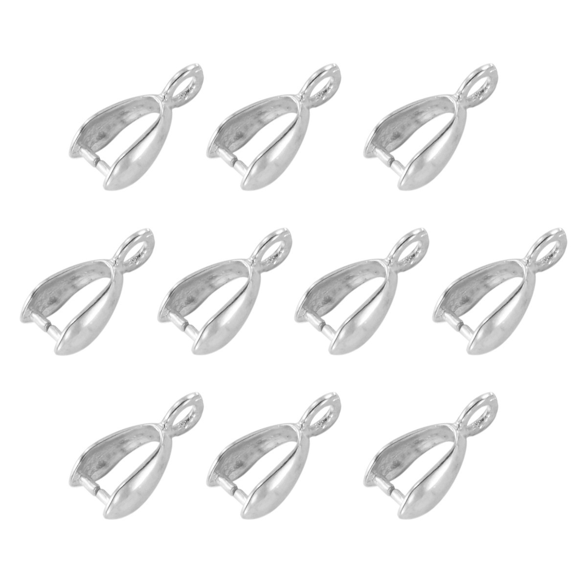 Тримач для Кулонів, Латунь, Клас АА, Колір: Платина, Розмір: 11x6x3.6 мм, Отвір 2 мм, Пін 1 мм, 10 шт, фото 1