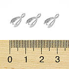 Тримач для Кулонів, Латунь, Клас АА, Колір: Платина, Розмір: 11x6x3.6 мм, Отвір 2 мм, Пін 1 мм, 10 шт, фото 3