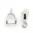 Тримач для Кулонів, Латунь, Клас АА, Колір: Платина, Розмір: 11x6x3.6 мм, Отвір 2 мм, Пін 1 мм, 10 шт, фото 5