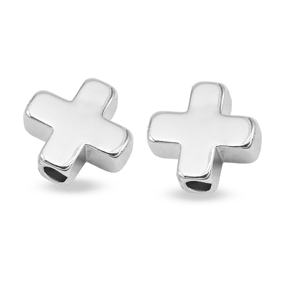 Бусини, Латунь, Хрест, Покриття платиною, Розмір: 8х8х3мм, Отвір 1.4 мм, 2 шт, фото 1