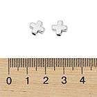 Бусини, Латунь, Хрест, Покриття платиною, Розмір: 8х8х3мм, Отвір 1.4 мм, 2 шт, фото 3