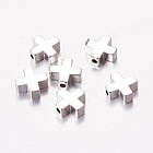 Бусини, Латунь, Хрест, Покриття платиною, Розмір: 8х8х3мм, Отвір 1.4 мм, 2 шт, фото 4