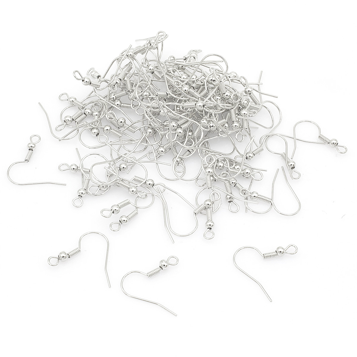 Швензи Гачок, з шатиком, Залізо, Платина, 18х0.8 мм, Отвір 2 мм, 100 шт, фото 1