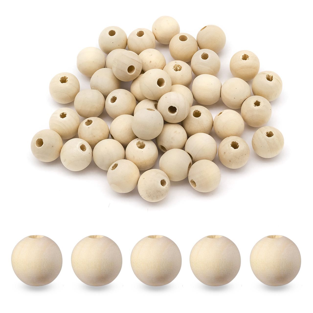 Бусини Дерево, Круглі, Бежевий, 16х14-15мм, Одв. 3 мм, 50 шт, фото 1