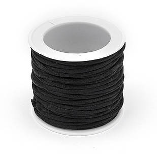 Шнур Нейлоновий Плетений круглий, Чорний, Товщина 2 мм, ~ 10 м/котушка, 1 катушка