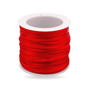 Шнур Нейлоновий Плетений круглий, Червоний, Товщина 2 мм, ~ 10 м/котушка, 1 катушка