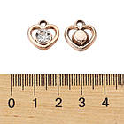 Підвіски Акрил Серце з Акриловими стразами, УФ-покриття, Колір: Світле Золото, Розмір: 14х15х5мм, 10 шт, фото 5