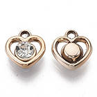 Підвіски Акрил Серце з Акриловими стразами, УФ-покриття, Колір: Світле Золото, Розмір: 14х15х5мм, 10 шт, фото 6