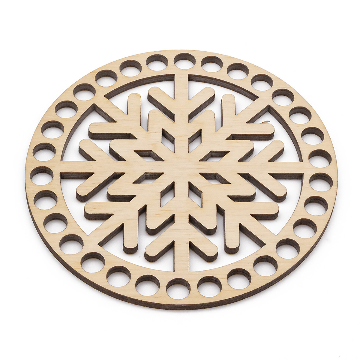 Кришка для Кошик Різна Сніжинка, Фанера, Круг, 100х3мм, Отвір: 7 мм, 1 шт, фото 1