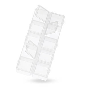 Контейнер для Бісера та Бусин, Пластик, Прямокутний, 10 Відсіків, Колір: Білий, Розмір: 13.2x6.2x2.05 см, Відсік