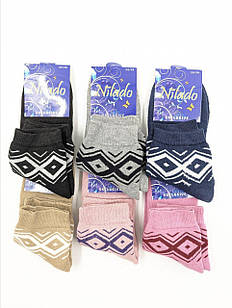 Жіночі шкарпетки махрові Nilado ромби, розмір 35-38, мікс кольорів 12 пар/уп