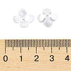 Шапочки для Бусин Смола, Квітка, 4 пелюстки, Білий, 14х14х6мм, Отвір 1.2 мм, 10 шт, фото 3