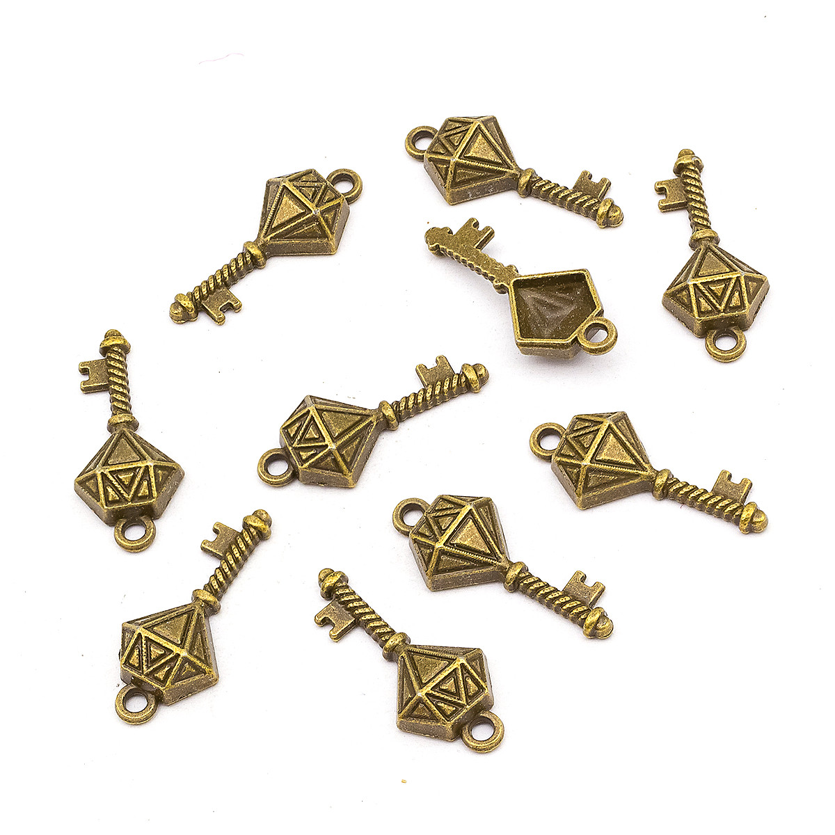 Кулон Ключ, Метал, Колір: Бронза, Розмір: 16x12мм, 10 шт, фото 1