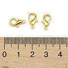 Застібка Карабін-Лобстер Цинковий сплав, Золото, 12х6 мм, Отвір 1.5 мм, 50 шт, фото 3