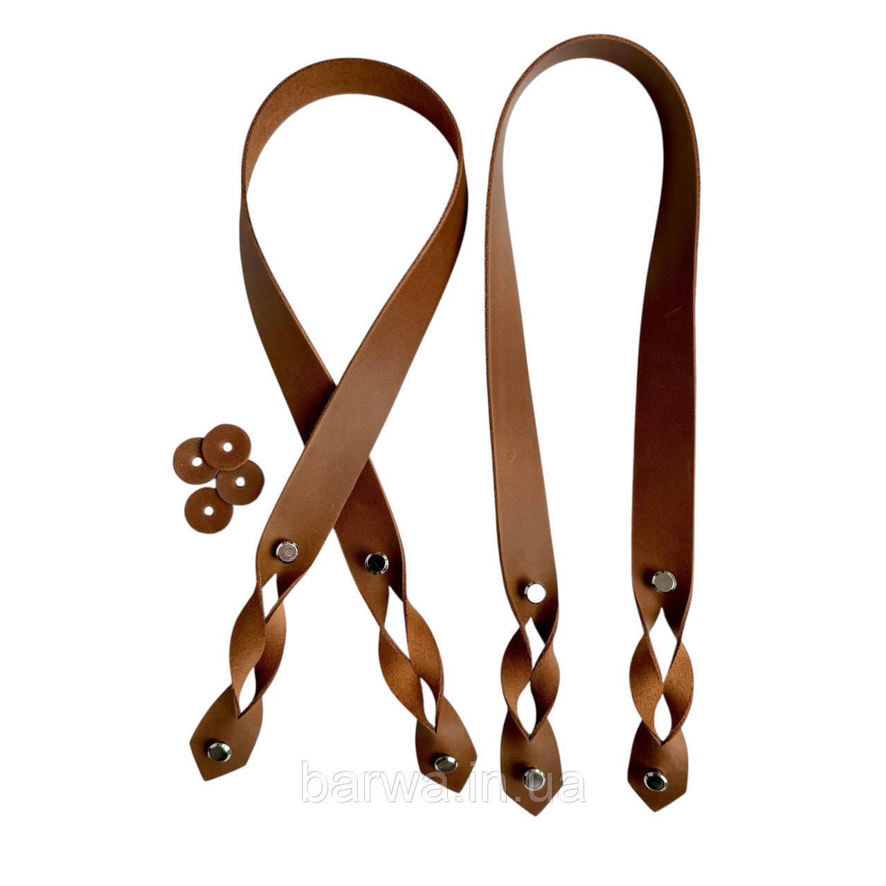 Ручки для сумки з натуральної шкіри на гвинтах з декором Плетінка