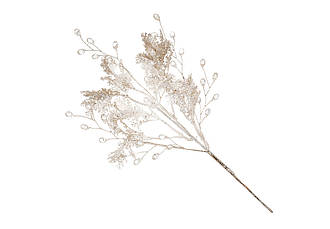Гілка із хвої з акриловими краплями біла з глітером шампань 40 см BonaDi 8-450