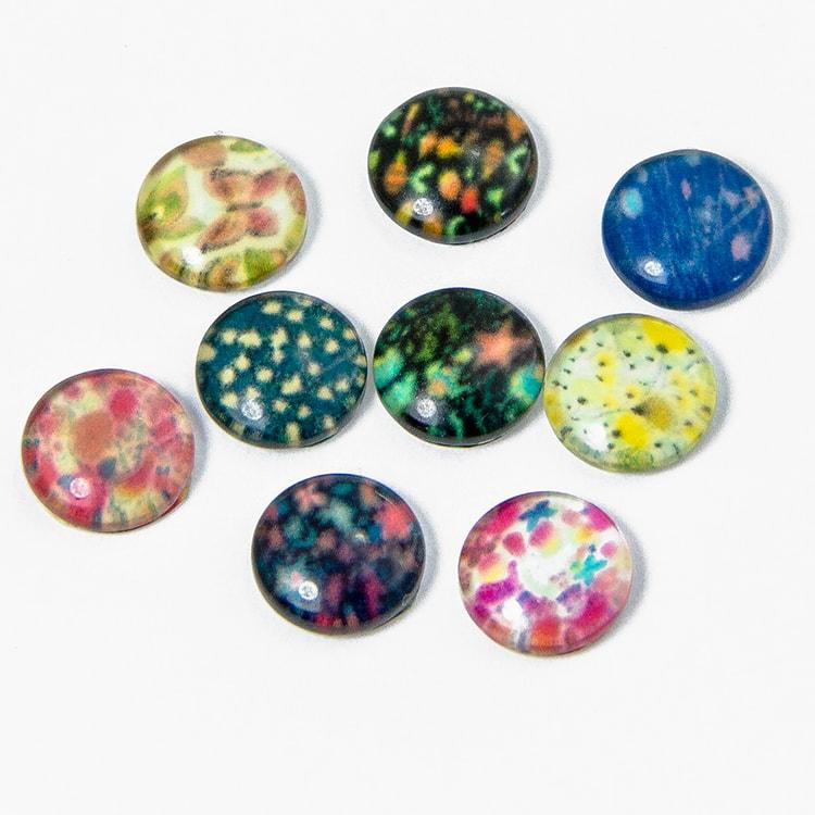 Кабошони Скляні, Круглі, Колір: Мікс, Розмір: Діаметр 8 мм, Товщина 3 мм, 10 шт, фото 1