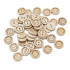 Ґудзики Дерев'яні, 2-отвори, Круглі, зі словом Ручна робота, Handmade, Колір: Бежевий, 50 шт, фото 3