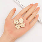 Ґудзики Дерев'яні, 2-отвори, Круглі, зі словом Ручна робота, Handmade, Колір: Бежевий, 50 шт, фото 6