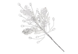 Гілка із хвої з акриловими краплями біла зі сріблом 23см BonaDi 8-454