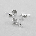 Тримач Шапочкою під Бусіну з Напівотворством, Латунь, Колір: Срібло, Розмір: 11x4х3мм, Пін 0.6мм, 10 шт, фото 2