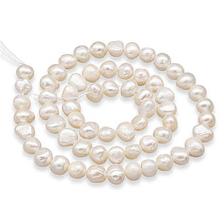 Перли Натуральний Пресноводний, Самородок, Колір: Перламутр, 7-8х6-7х5-6 мм, Отв-тіє 0.5 мм, 1 нить