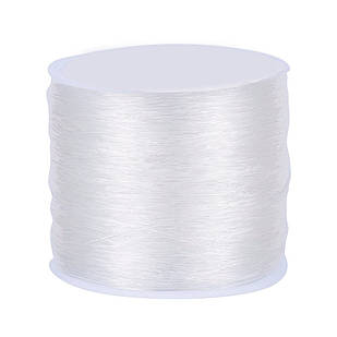 Нитка Сіліконова, Еластична, Різінка, Колір: Безбарвний, Товщина 1.0мм, ~ 100м/котушка, 1 катушка
