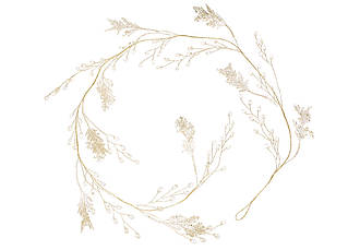 Декоративна гілка з хвої з акриловими краплями білий з глітером золотом 121см BonaDi 8-485