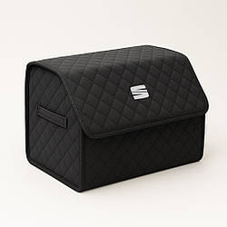 Органайзер у багажник автомобіля, чорний з чорною ниткою та лого Сеат