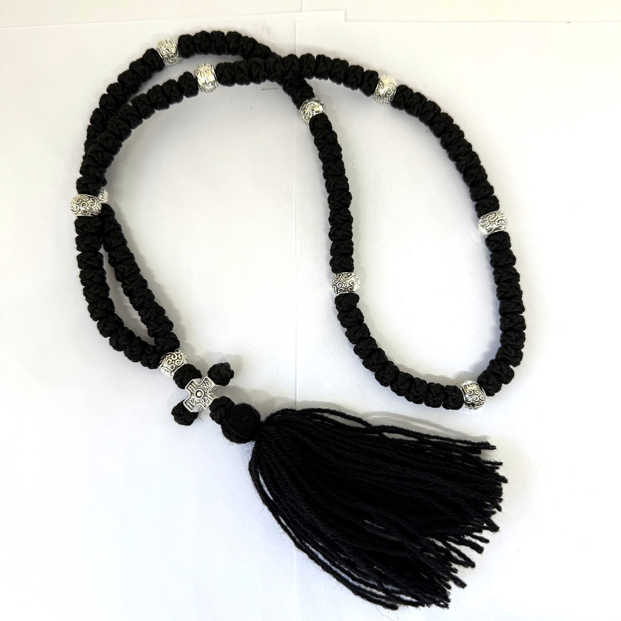 Плетені чотки з металевими бусинами на 100 вузлів, фото 1