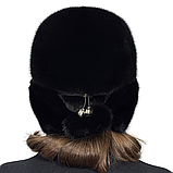 Жіноча норкова хутряна шапка вушанка з козирком, фото 10