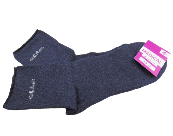 Теплі чоловічі шкарпетки без гумки з махрою Medical 25-27 сині, фото 1