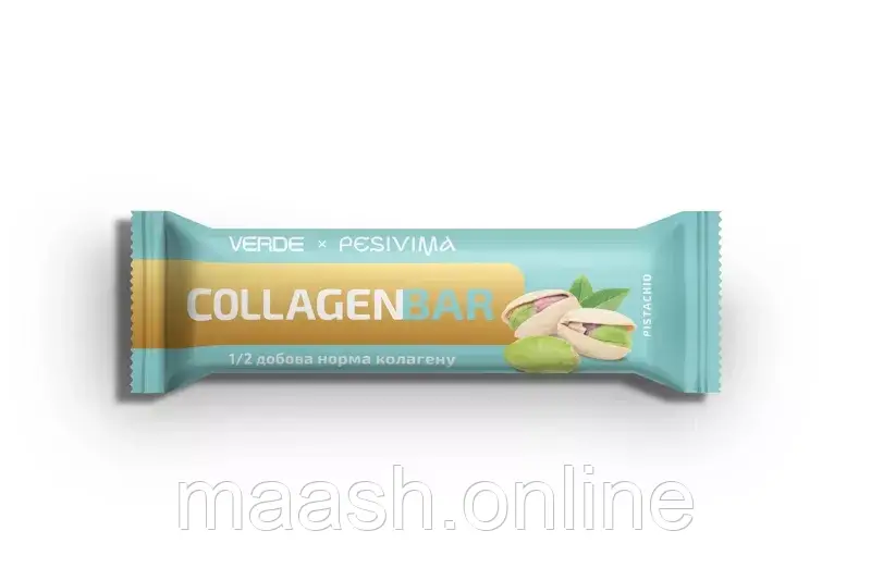 Батончик з колагеном ФІСТАШКА CollagenBar Verde, 35г, фото 1