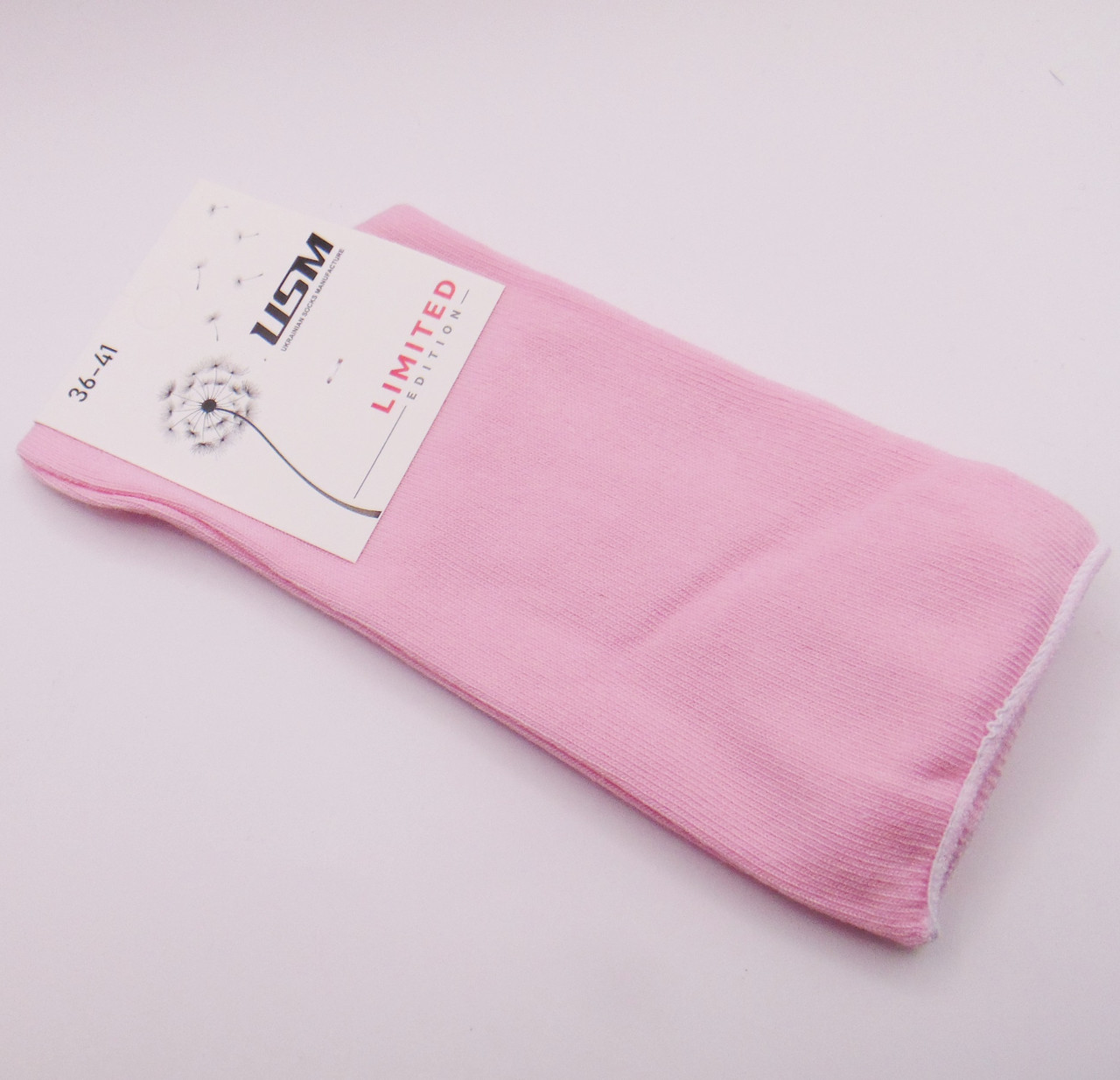 Високі шкарпетки без гумки бавовна 36-41 рожеві USM, фото 1