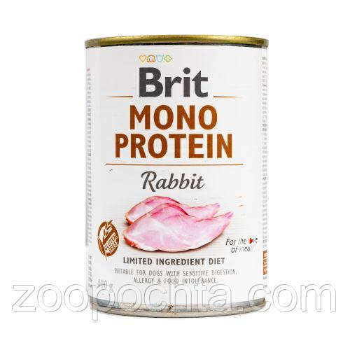 Вологий корм Brit Mono Protein Rabbit для собак, з кроликом, 400 г, фото 1