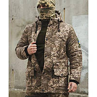 Тактична куртка зимова парка піксель військова армійська, куртка парка польова тепла бойова на флісі