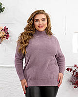 Теплий жіночий светр ангора софт великого розміру, стильний базовий светр батал 48–70