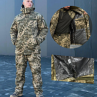 Тактичний костюм теплий зимовий польовий піксель на omni-heat, костюм штурмовий бушлат штани військовий якісний