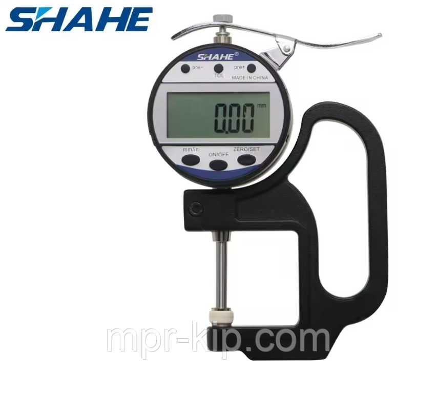 Товщиномір цифровий Shahe 5317-25 для паперу, тканини, поліетилену, діапазон 0-25 мм, дискретність 0,01 мм, фото 1