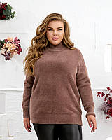 Теплий жіночий светр ангора софт великого розміру, стильний базовий светр батал 48–70