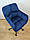 Крісло на колесах HR550K, велюр, синє, база черная, фото 5
