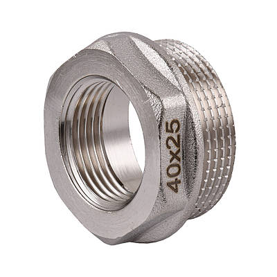 Футорка 1 1/2" ЗР х 1" ВР, нікельована, різьбовий фітинг латунний