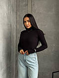 Теплий чорний жіночий лонгслів із трикотажу пума, фото 7