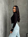 Теплий чорний жіночий лонгслів із трикотажу пума, фото 8