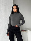 Теплий сірий жіночий лонгслів із трикотажу пума, фото 4