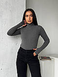 Теплий сірий жіночий лонгслів із трикотажу пума, фото 5