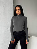 Теплий сірий жіночий лонгслів із трикотажу пума, фото 7