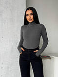 Теплий сірий жіночий лонгслів із трикотажу пума, фото 9